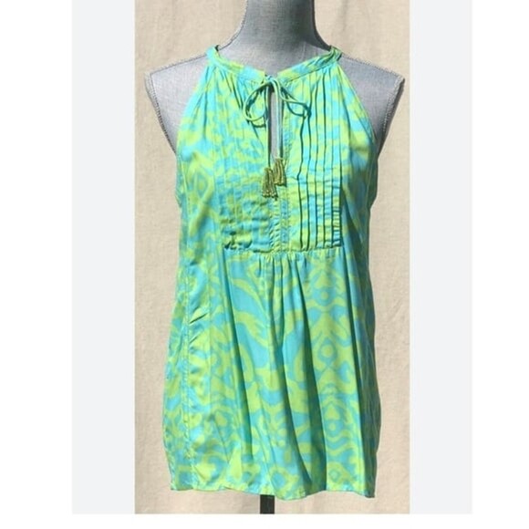 Tops - Escapada Green & Blue Sleeveless Blouse